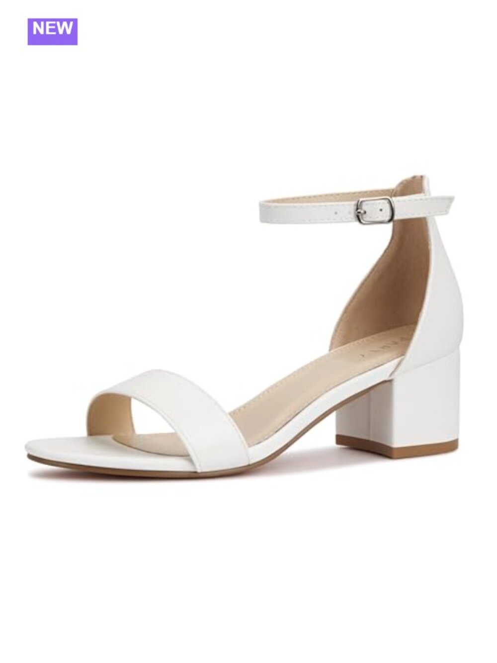 Women's Open Toe Ankle Strap Low Block Heel Sandals Faux Leather